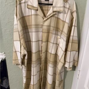 Men's Linen Beige Plaid Shirt